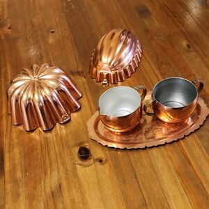 Copper Sugar And Creamer And Copper Molds